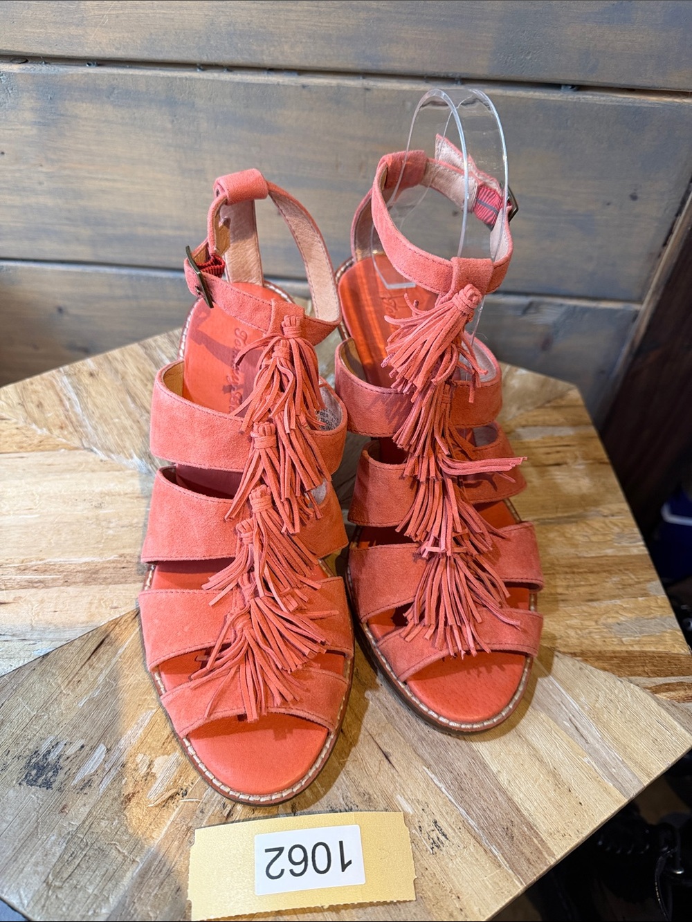Tommy Bahama Coral Suede Tassel Strappy Sandals
